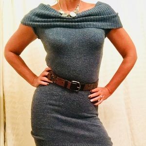 Greyish blue sweater dress/tunic.